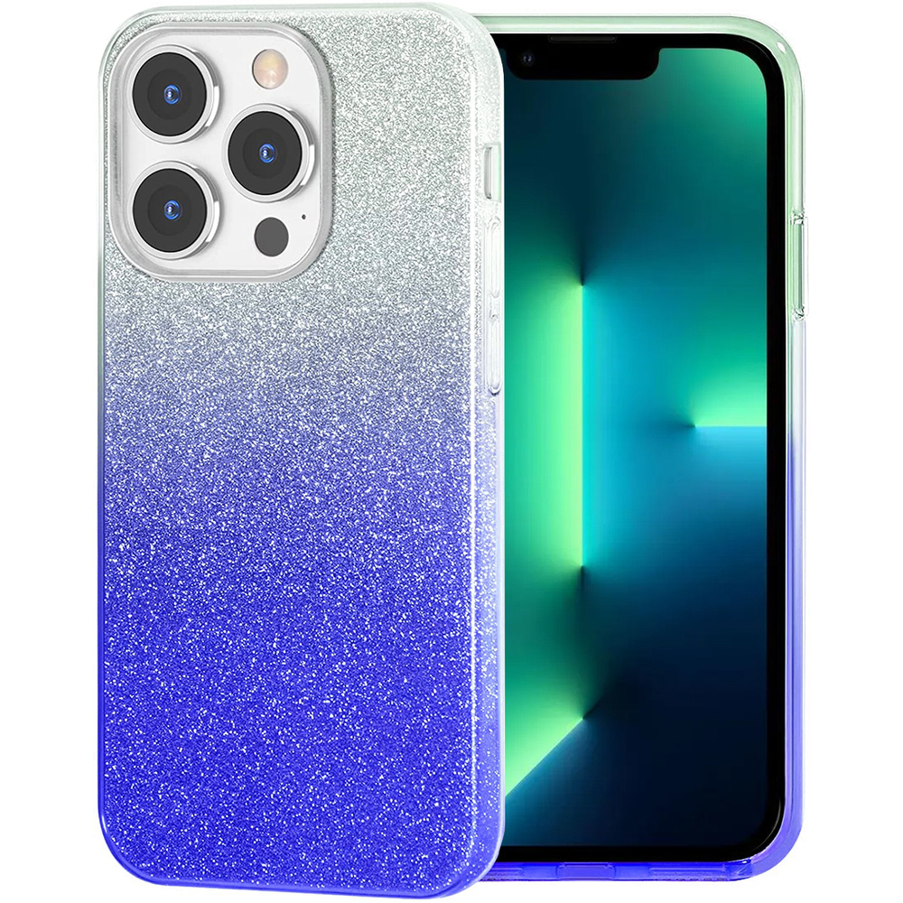 Glitzerhülle Für Iphone 13 Pro, Silber/blau