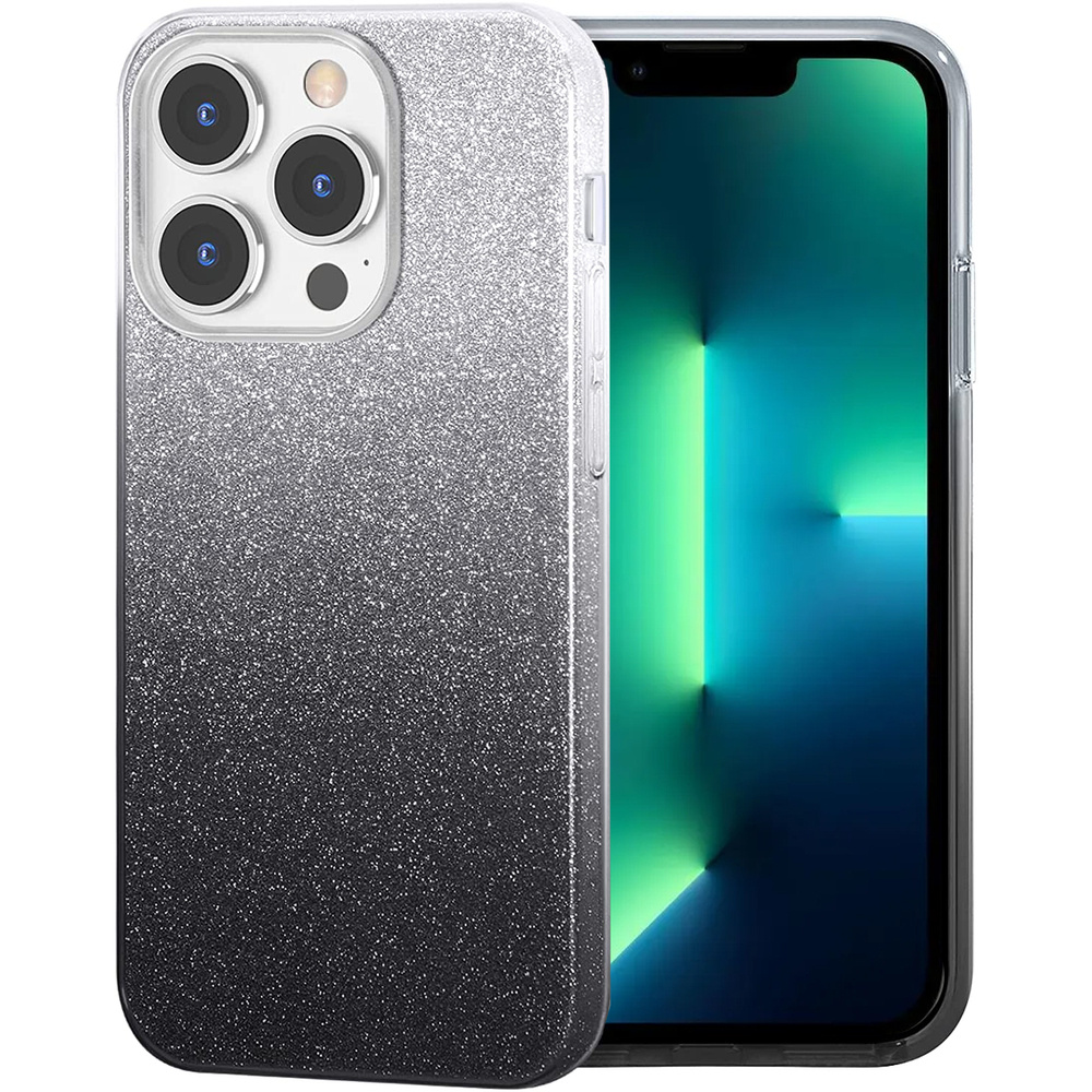 Glitzerhülle Für Iphone 13 Pro Max, Silber/schwarz