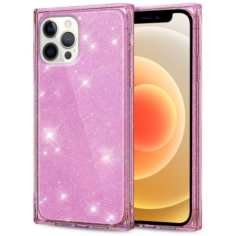 Quadratische Glitzerhülle Für Iphone 12 Pro, Roségold