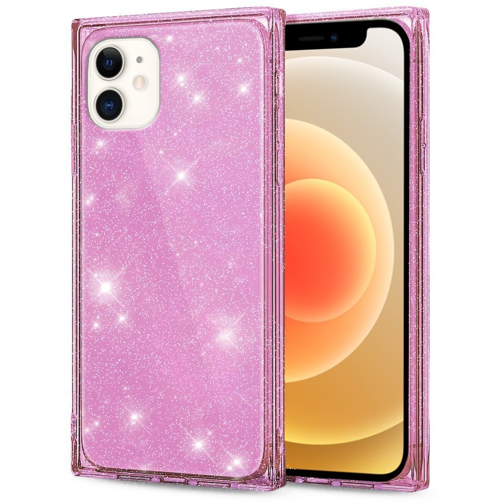 Quadratische Glitzerhülle Für Iphone 12, Roségold