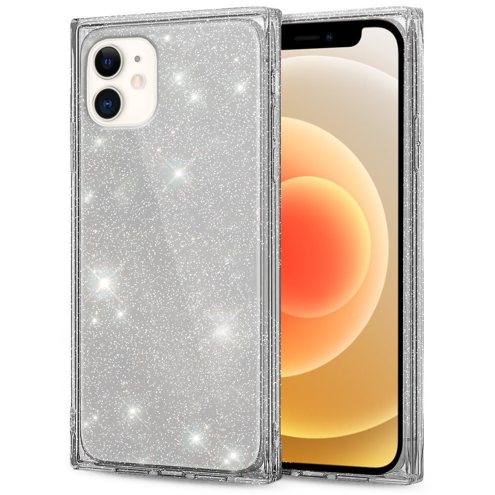 Quadratische Glitzerhülle Für Iphone 12, Silber