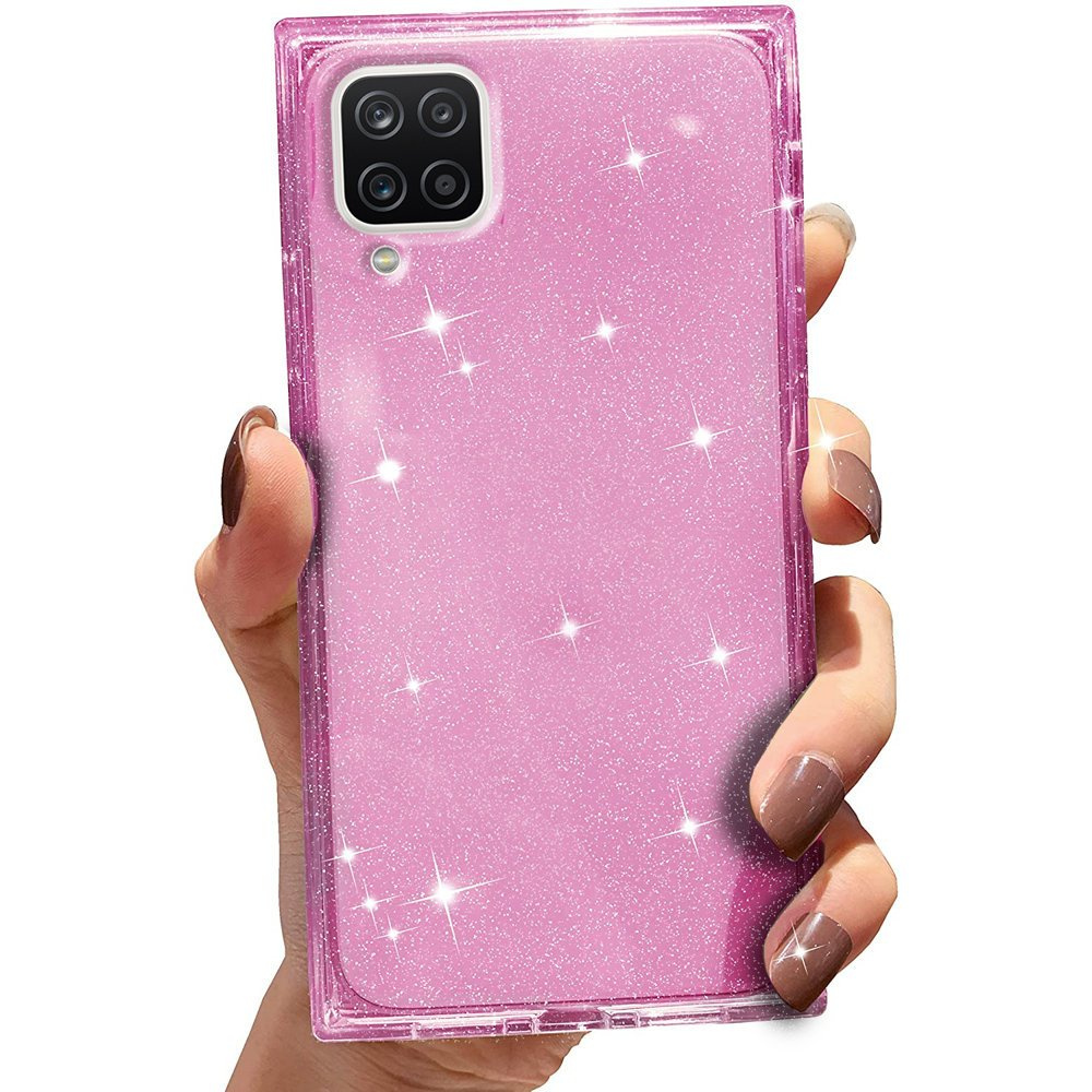 Glitzernde Quadratische Hülle Für Samsung Galaxy A12 / M12 / A12 2021, Roségold