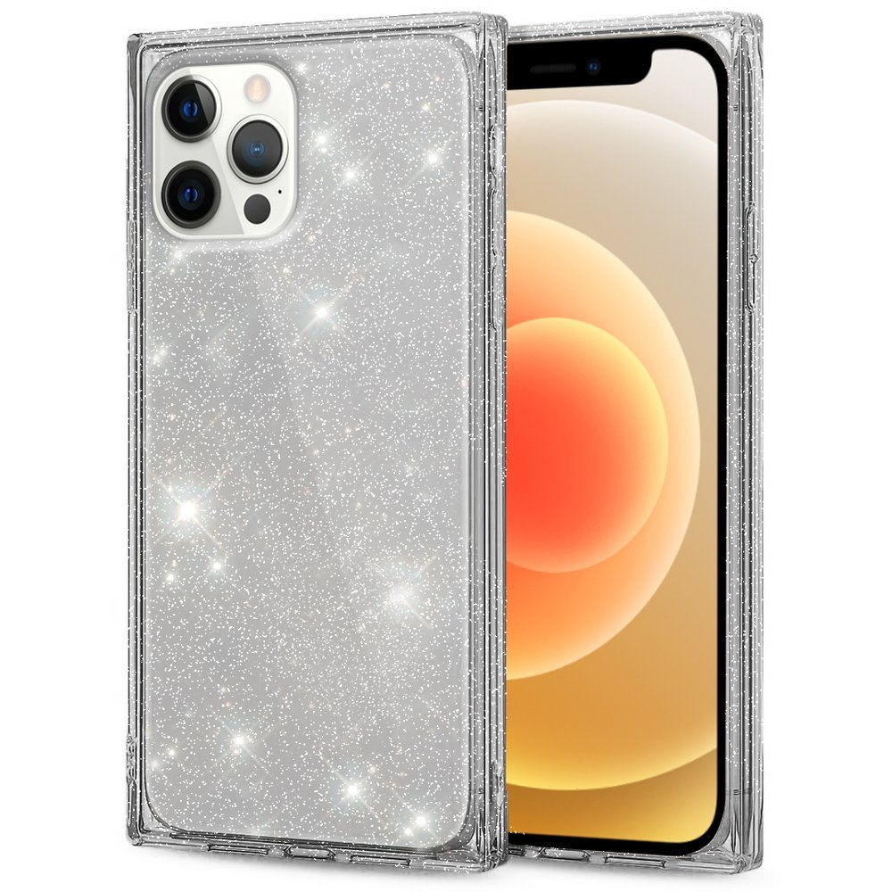 Quadratische Glitzerhülle Für Iphone 12 Pro, Silber