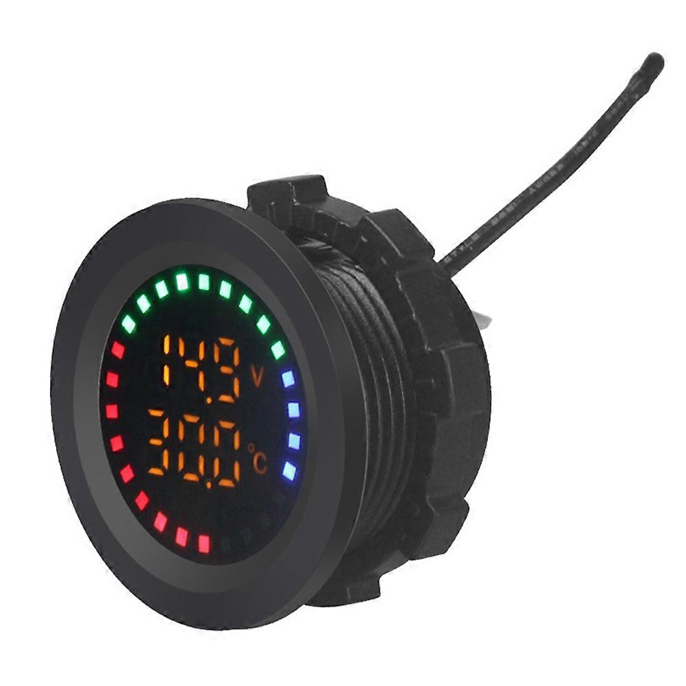 12-24v Auto Runder Farbbildschirm Temperatur Voltmeter Auto Spannungstest Dual Display Digitale Messung Für Motorrad Wohnmobil