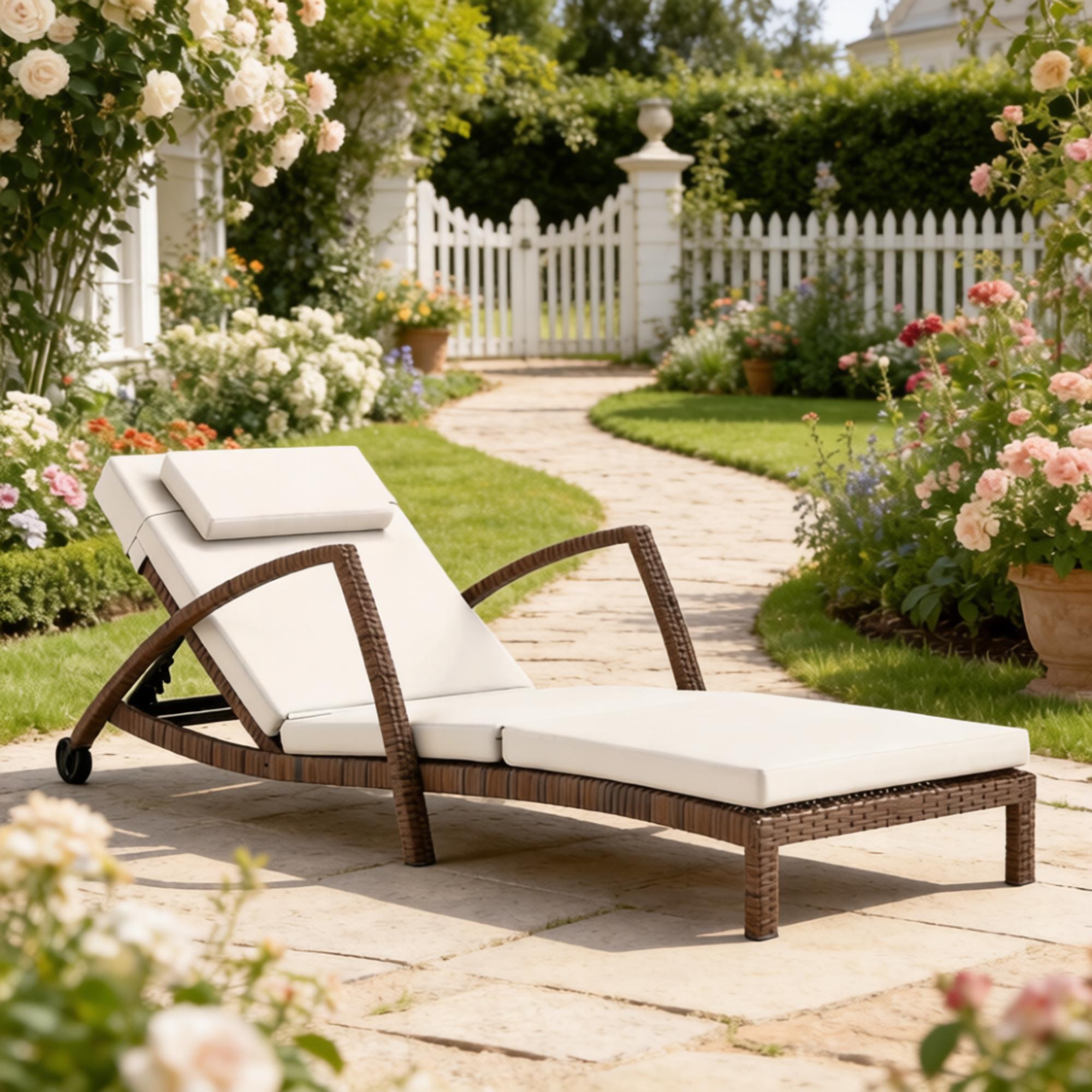 Moderne Terrasse Tagesbett, Chaise Lounge Stuhl Mit Rädern, Sonnenliegen Stuhl, Sonnenstuhl(nur Mit 1pcs Chaise