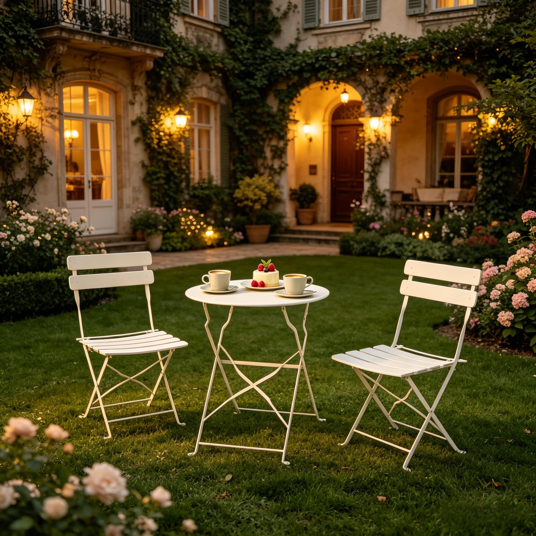 Portable Terrasse Sitzmöbel Set, Klappbare Patio Sitzmöbel, Bistro Tisch & Stühle, Minimalistischer