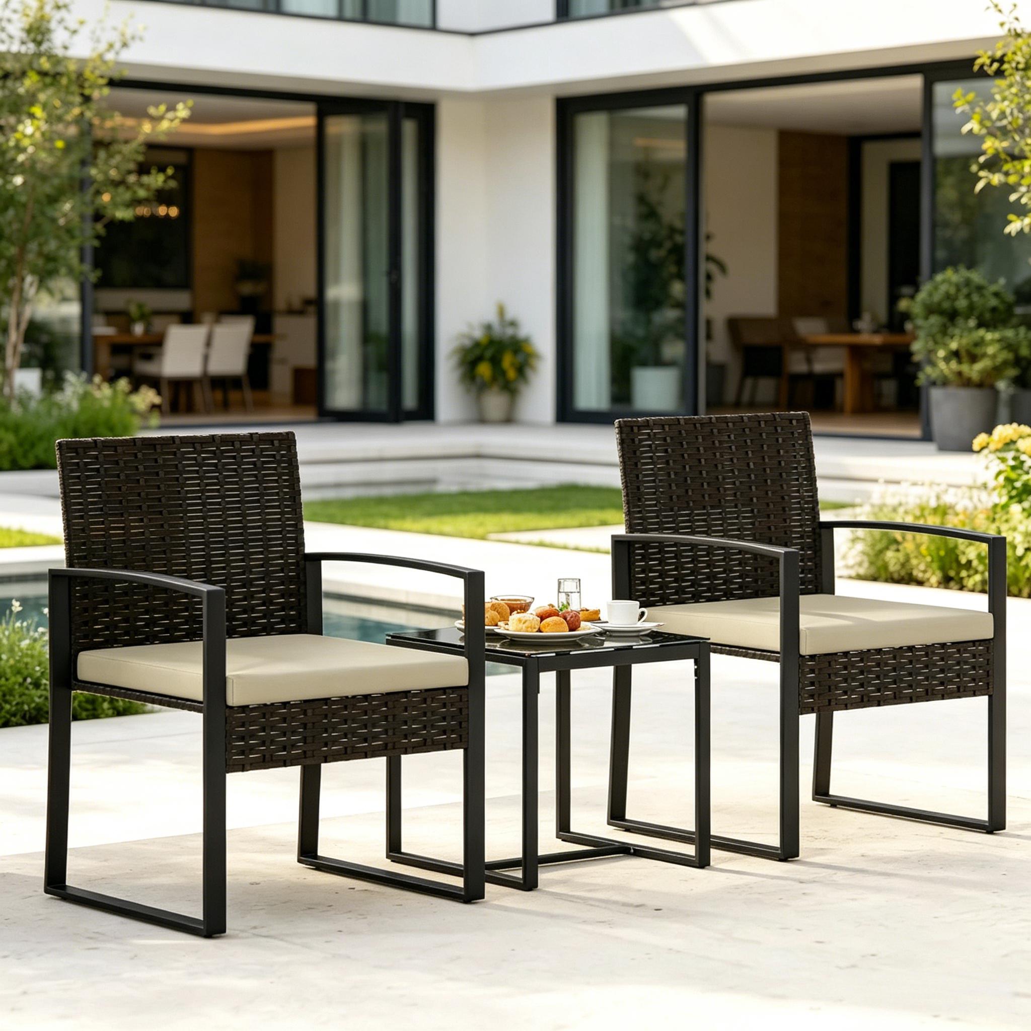 Kleines Gartenmöbelset, Patio Gesprächssatz, Bistro Sitzplatz, Essmöbel Set(nur Mit 1pcs Tisch,2pcs Stühle)