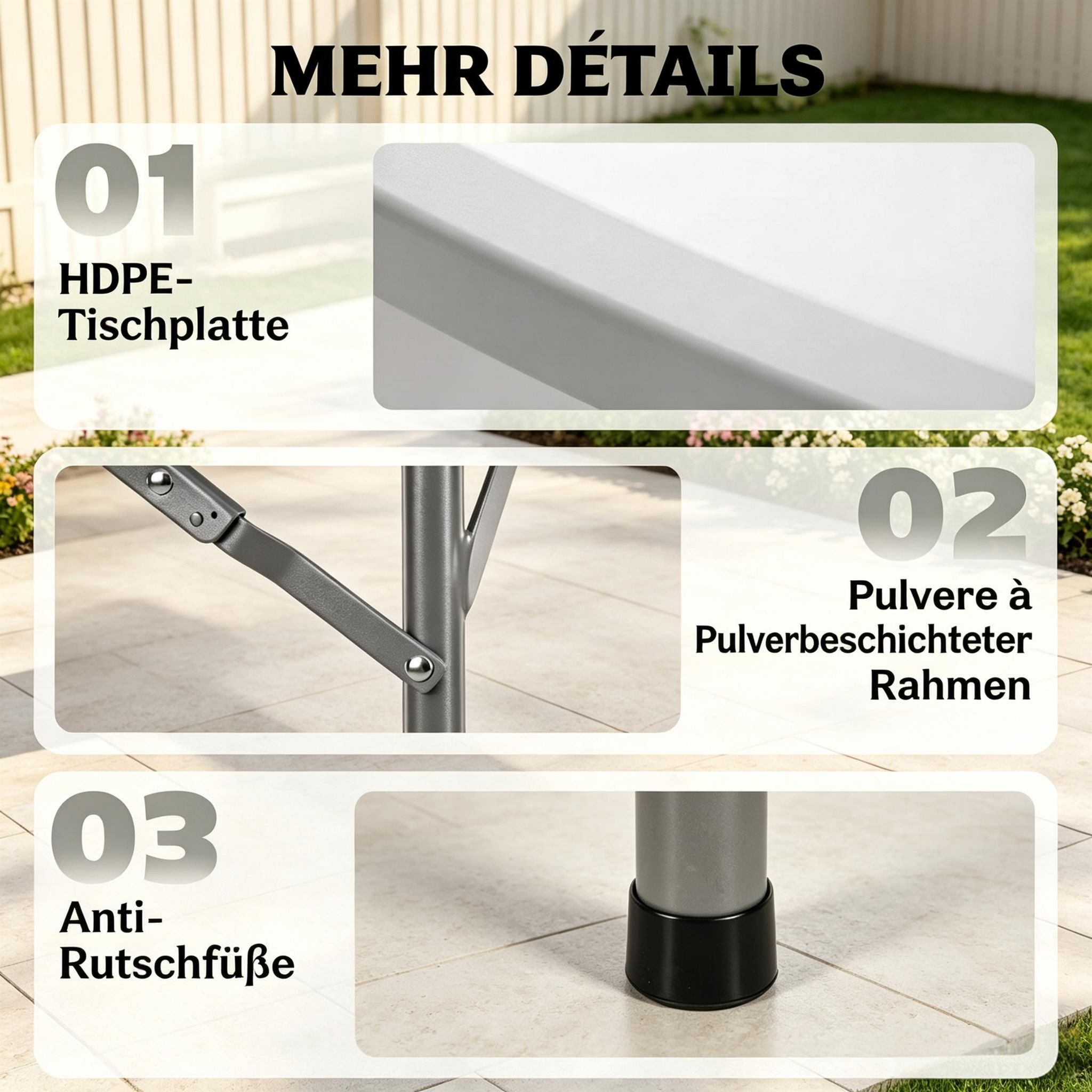 Klappbarer Rundtisch Mit Stabiler Konstruktion,moderner Esstisch,vielseitiger Gartentisch(nur Mit 1pcs Esstisch)