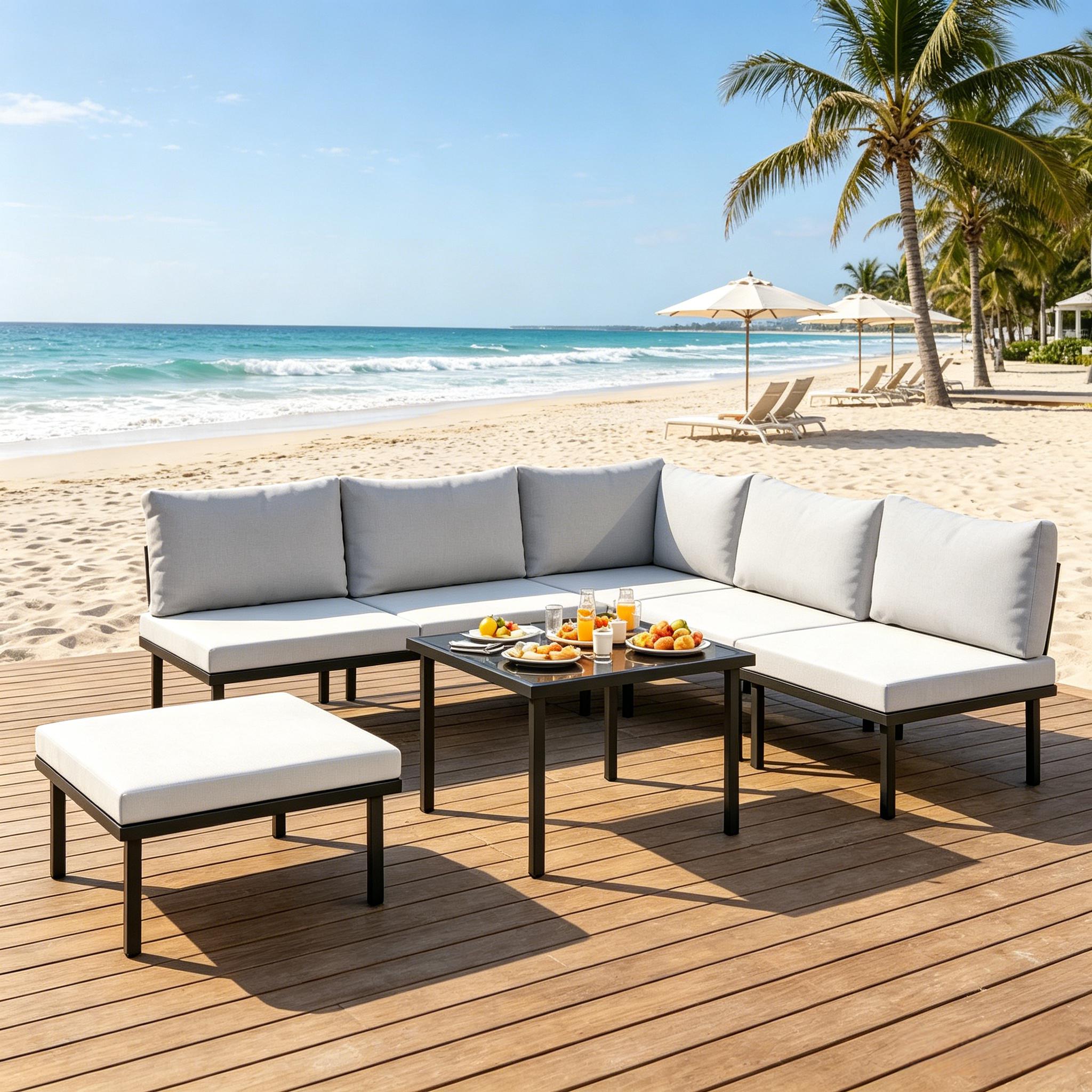 Modulares Sectional Sofa Set, Zeitgenössisches Gesprächsset, Elegantes Patio-möbelset