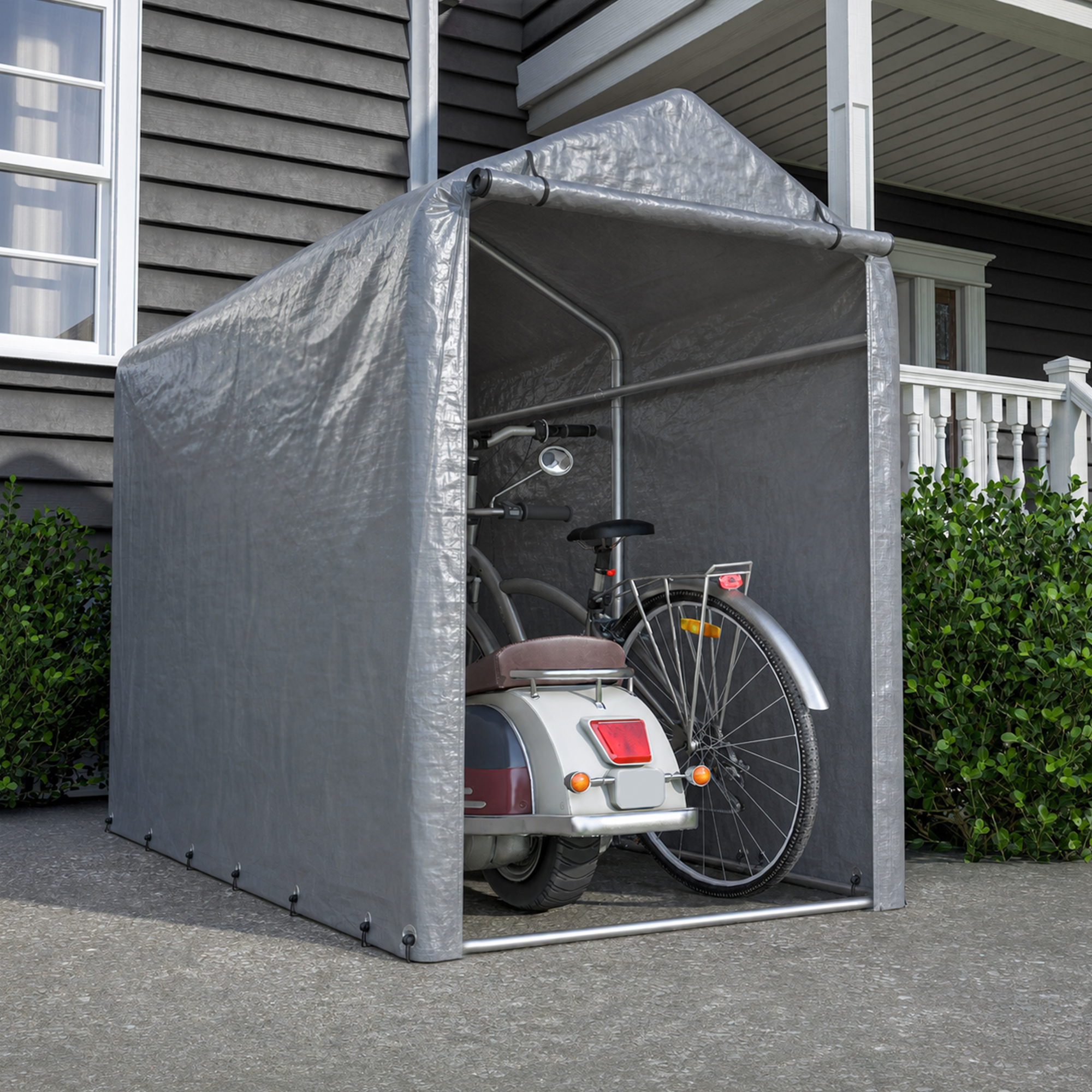 100x187x160cm Fahrradgarage, Wasserdichter Fahrradschuppen Mit Stahlrahmen & Uv-schutz – Für Fahrrad, Motorrad