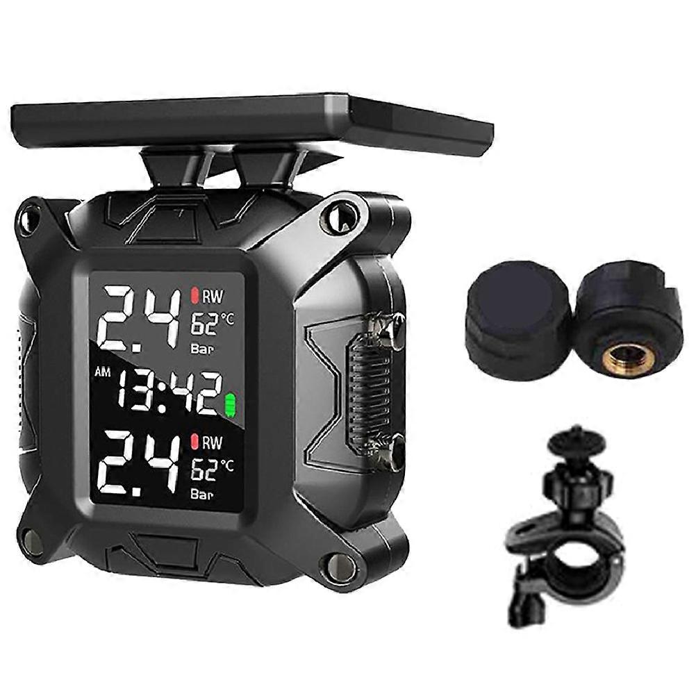 Drahtloses Motorrad-tpms-reifendrucküberwachungssystem, Solarbetriebener Externer Sensor, Temperaturüberwachung, Wasserdicht, A-stil