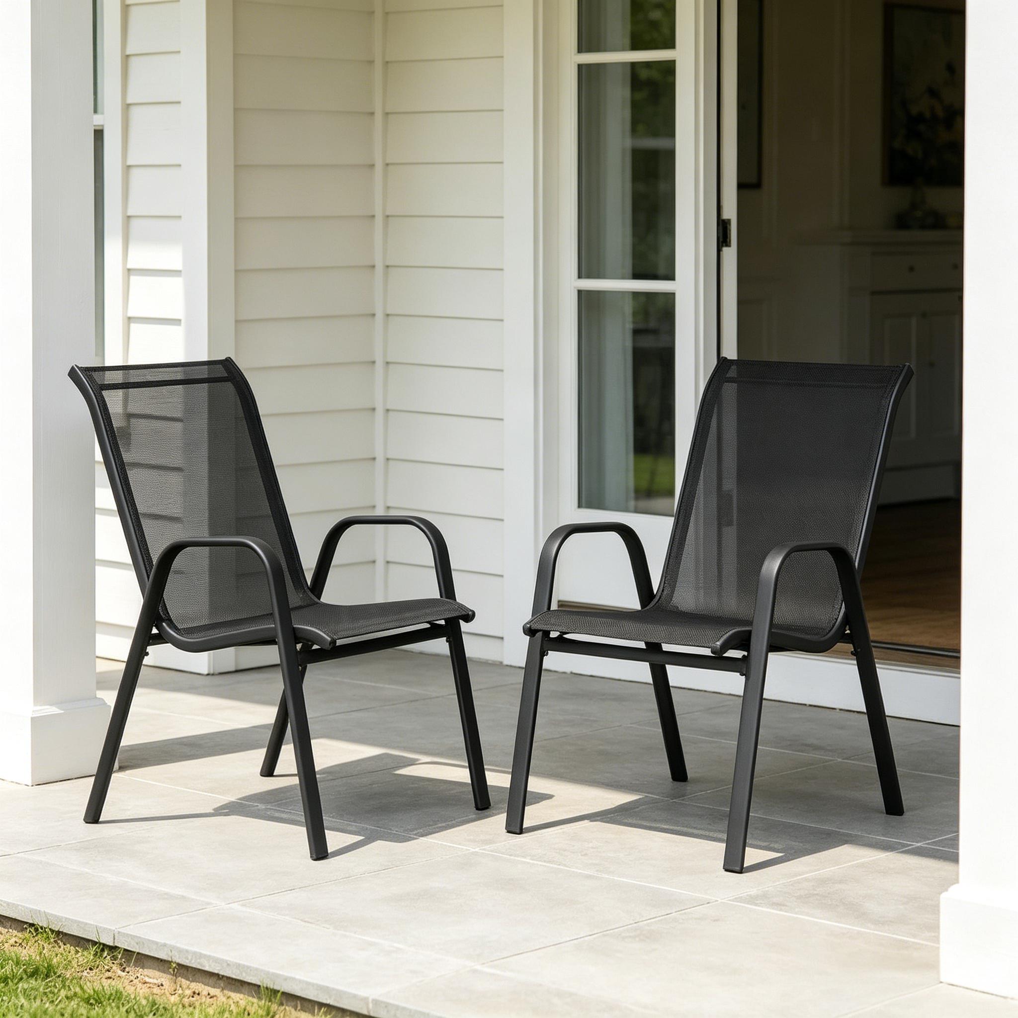 Balkon Chiar, Garten Chiar Mit Hohem Rücken, Stapelbarer Stuhl (nur 2pcs Stühle)