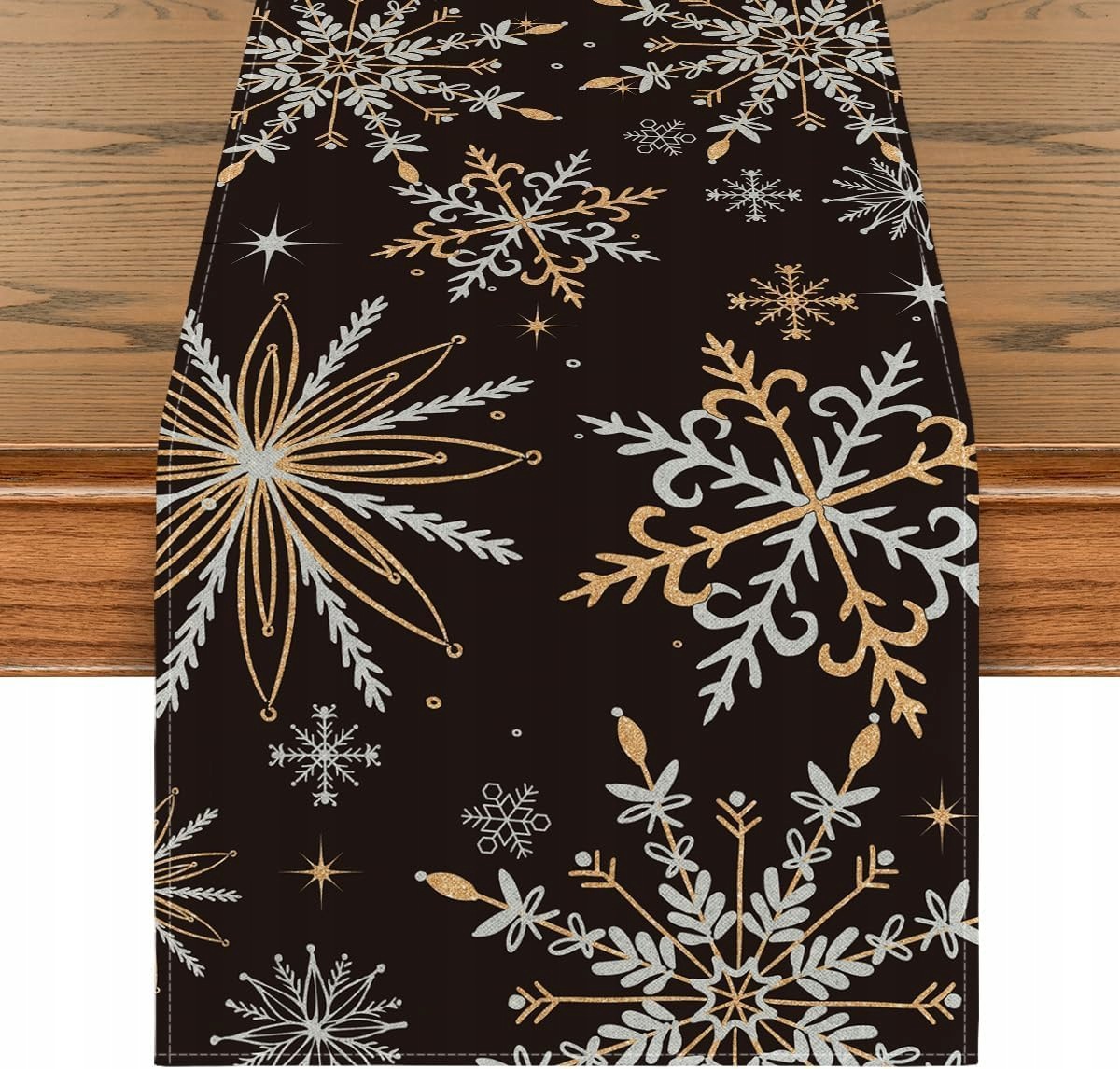 Weihnachtlicher Tischläufer, Schwarz Und Gold, 40 × 140 Cm, Weihnachtsdekoration