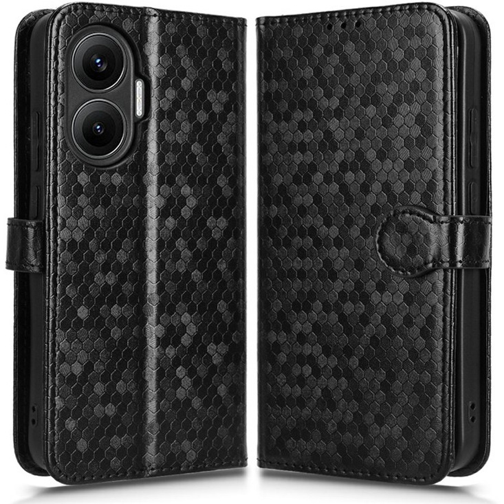 Xiaomi Poco F7 Wallet Rhombus Flip Case - Schwarz