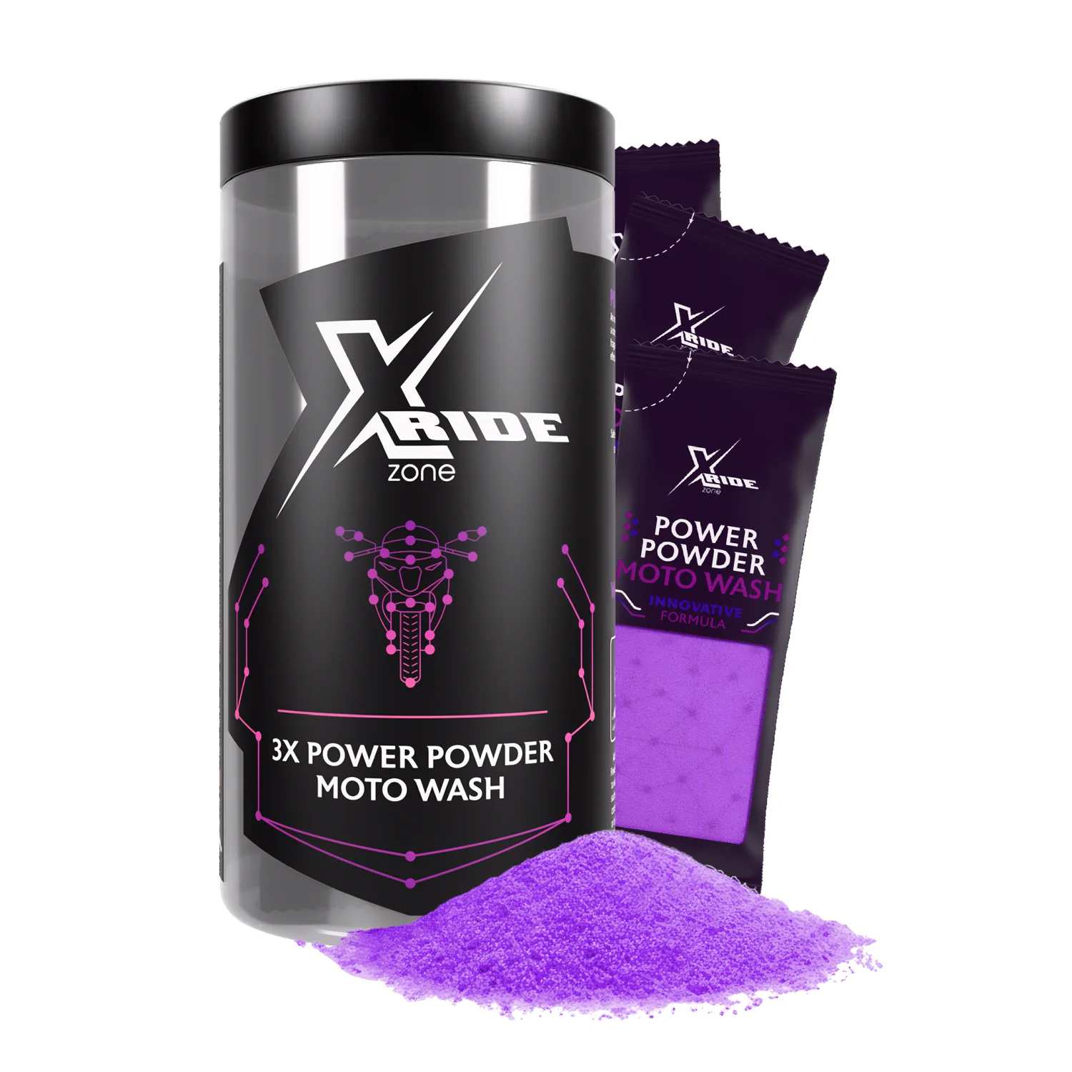 Xzone Aktivschaum-motorradwaschpulver, 3 Beutel 60 G, Für Die Detailpflege