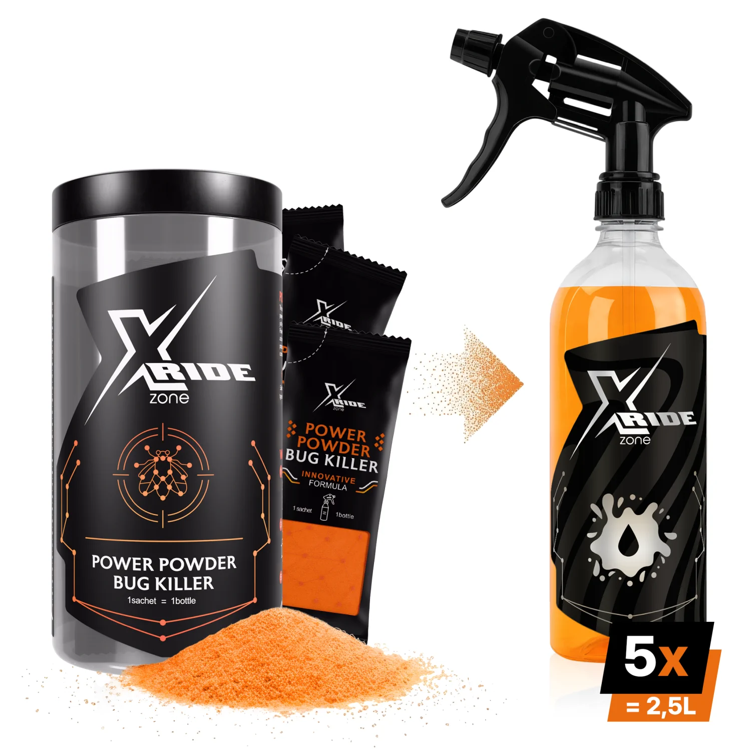 Konzentrat Zur Insektenbekämpfung Von Motorrädern, Xzone Bug Killer 5 X 500 Ml (2,5 L, 50 G)