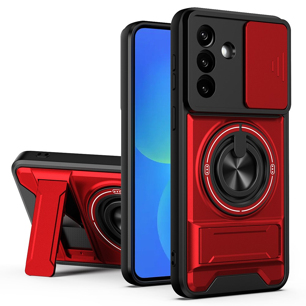 Gepanzerte Schutzhülle Für Samsung Galaxy A27 5g, Ringhalter, Mit Kameraabdeckung, Rot
