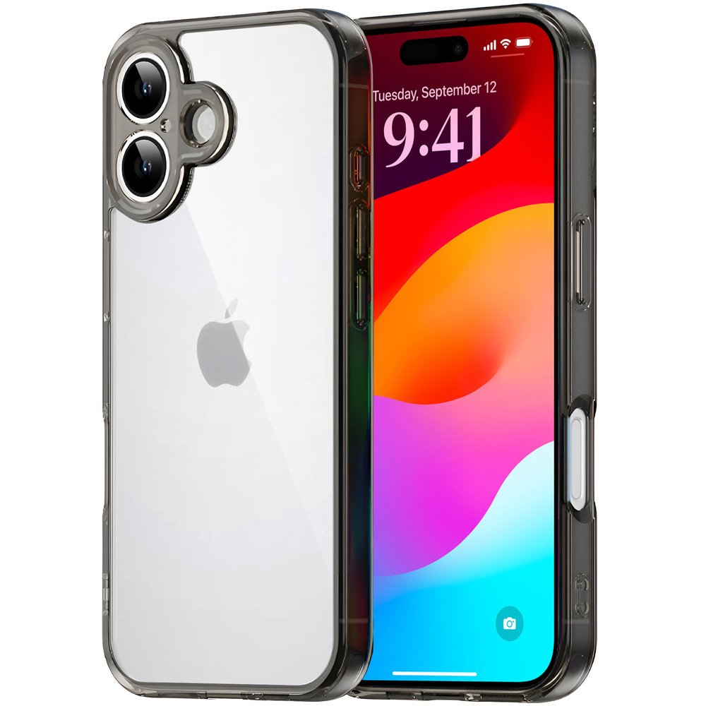 Iphone 17 Hülle Mit Kameraschutz, Transparent Mit Schwarzem Rahmen