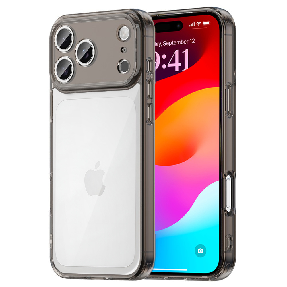 Iphone 17 Pro Max Hülle, Silikon Mit Harter Rückseite, Rauchschwarz