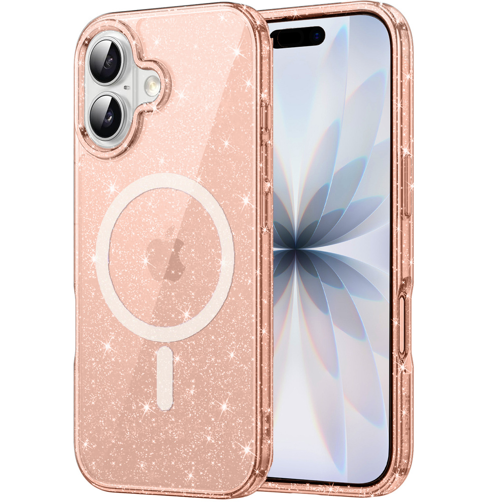 Iphone 17 Hülle, Magsafe-kompatibel, Glitzer, Durchscheinendes Gold