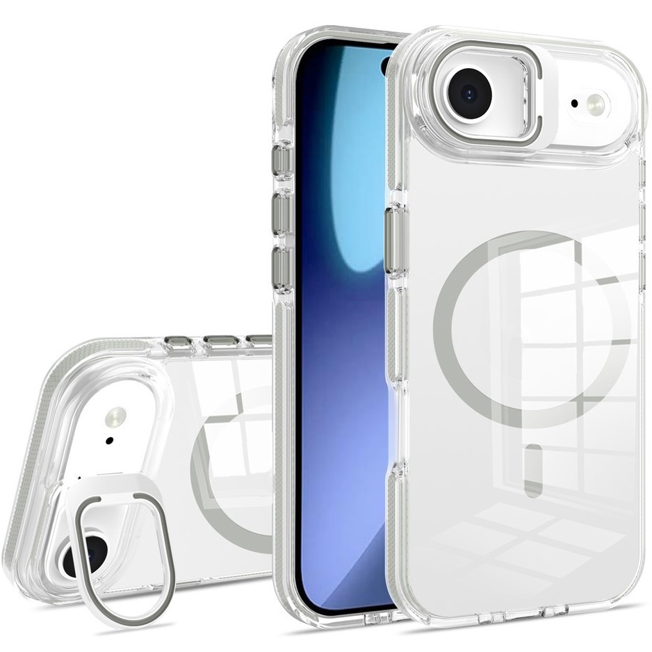 Iphone Air Hülle, Magsafe-kompatibel, Mit Ständer, Transparent Mit Grauen Akzenten