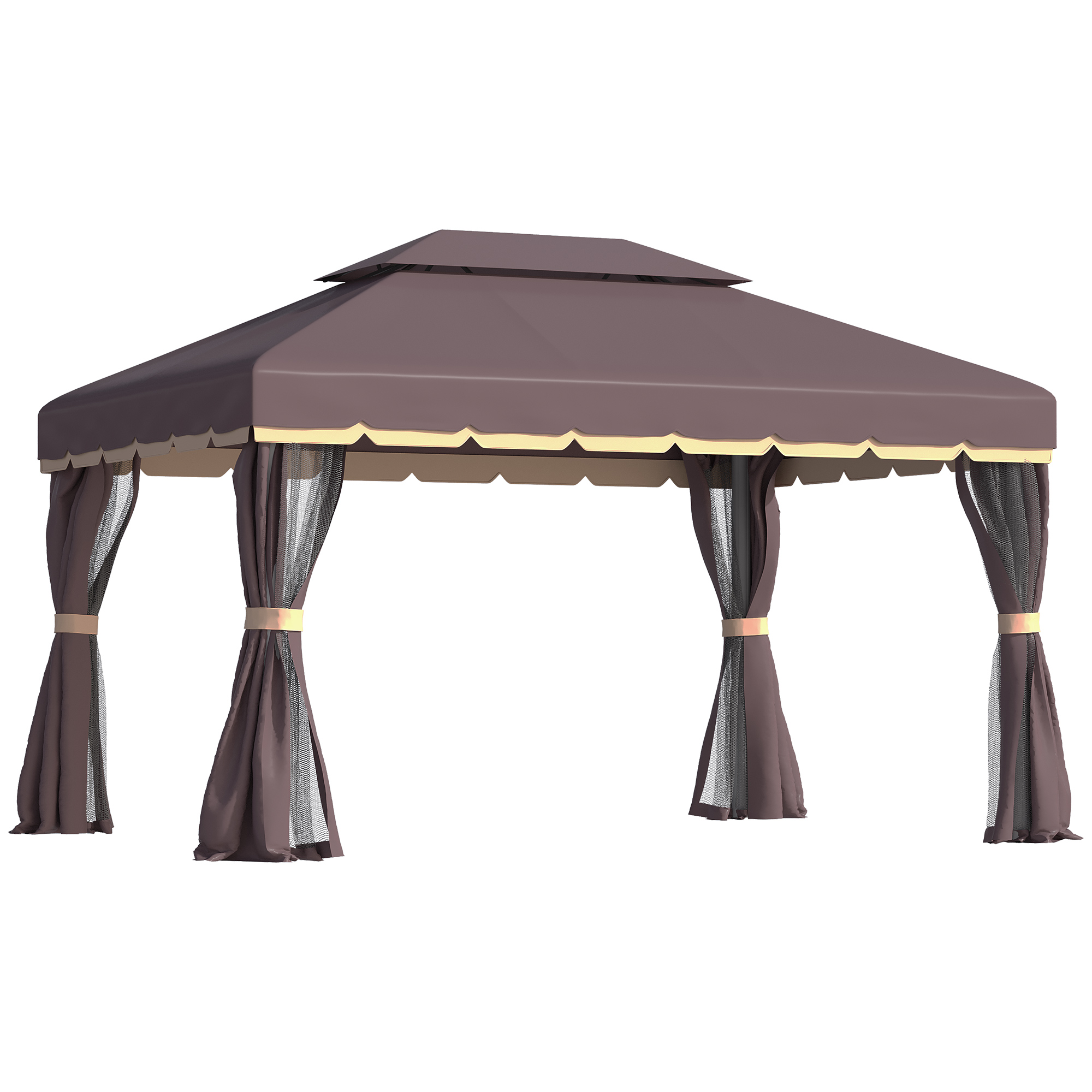 Gartenpavillon 390 X 290 X 280 Cm Mit 4 Seitenteilen, Wetterfestes Gartenzelt Zelt Mit Moskitonetz Aus Aluminium
