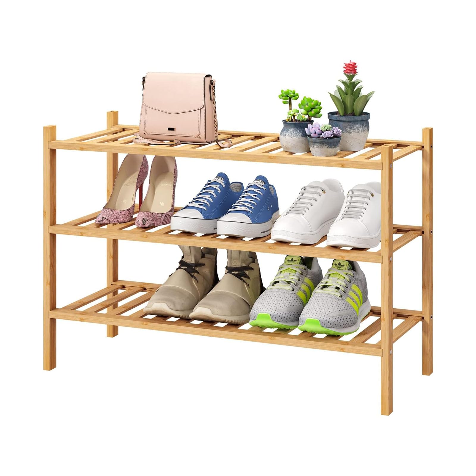 Bambusschrank, Schuhregal, Bücher, 3 Ebenen, Wohnzimmer, Schlafzimmer, Badezimmer
