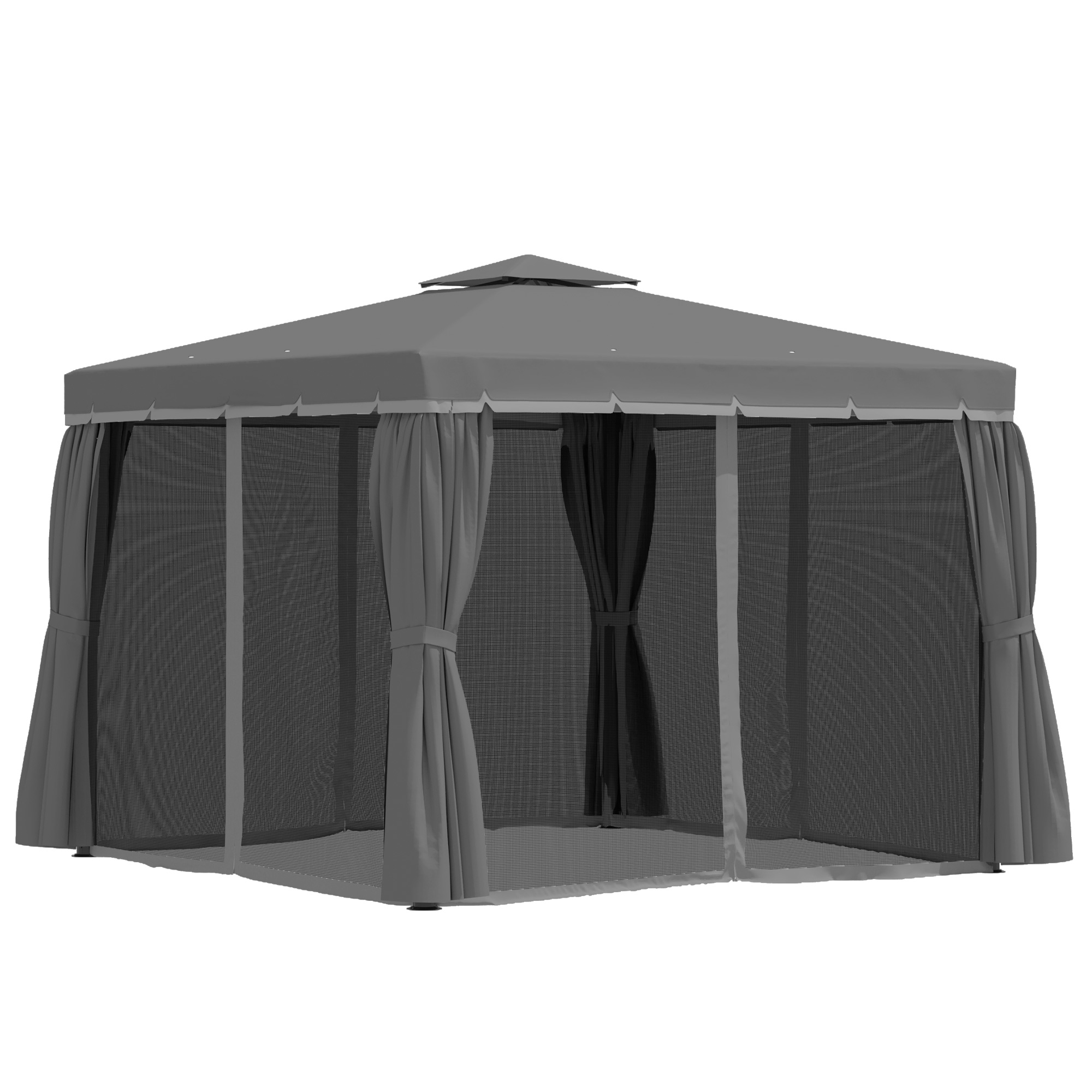 Gartenpavillon, 2,96 X 2,96 M, Mit Doppeldach, 4 Seitenteile Moskitonetz, Festzelt Zelt Aluminium Polyester