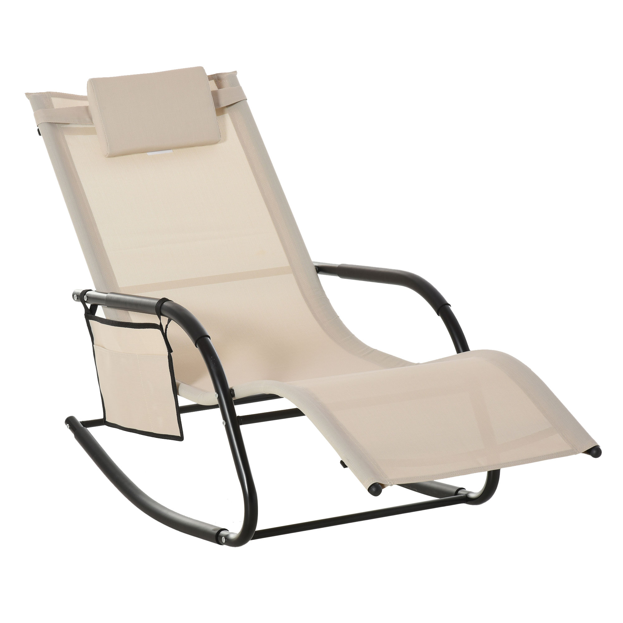 Schaukelstuhl Schwingsessel Gartenstuhl Schaukelliege Metall Mesh Beige 150x62x88cm Für Entspannende Stunden