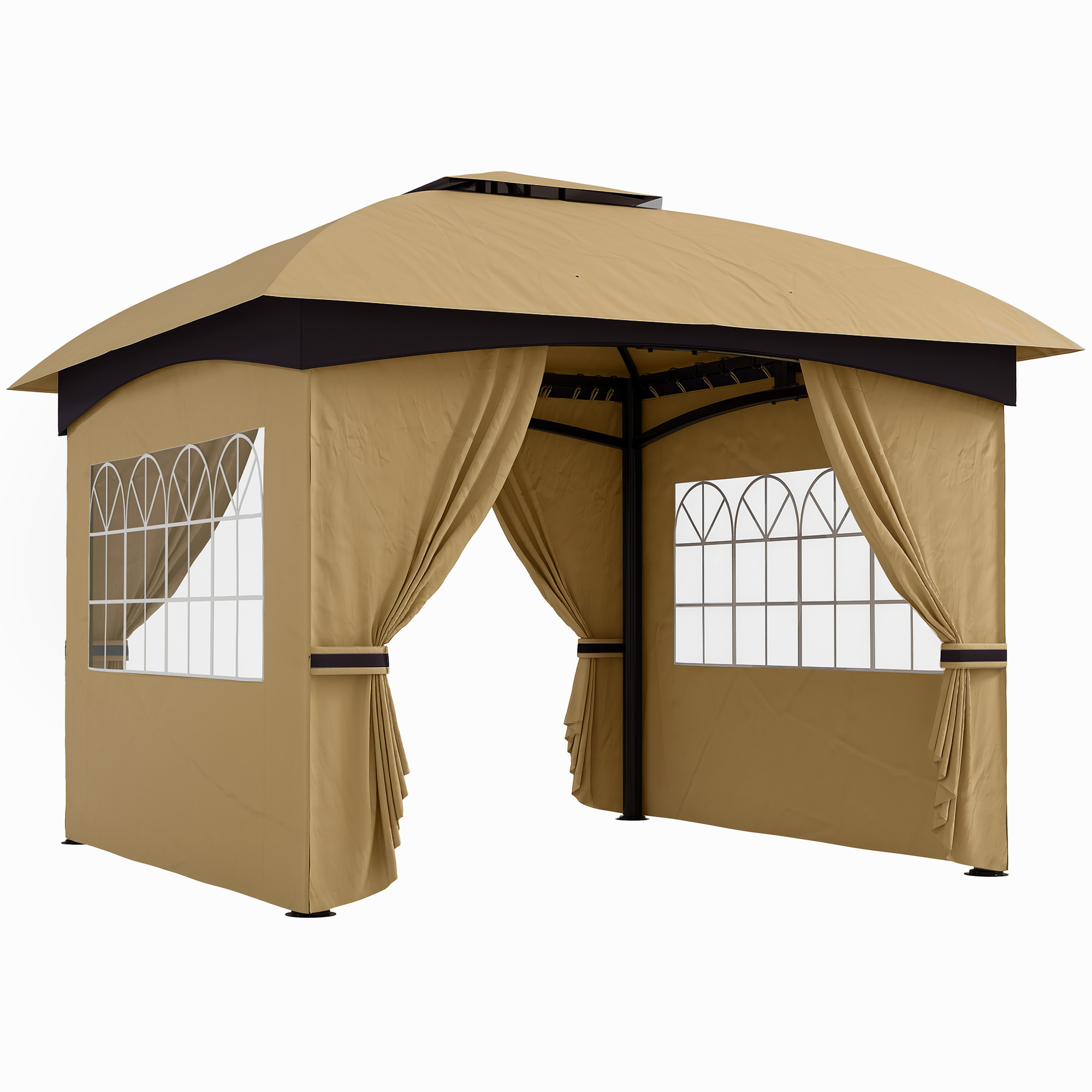 Pavillon Ca. 3,4x3,4 M Wasserabweisend Gartenpavillon Mit 4 Seitenteilen, Doppeldach, Zelt Mit Uv-schutz