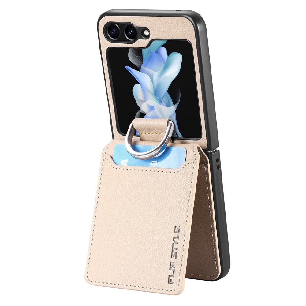 Schutzhülle Für Samsung Galaxy Z Flip7 Fe / Z Flip6, Ringhülle Mit Kartenfach, Beige