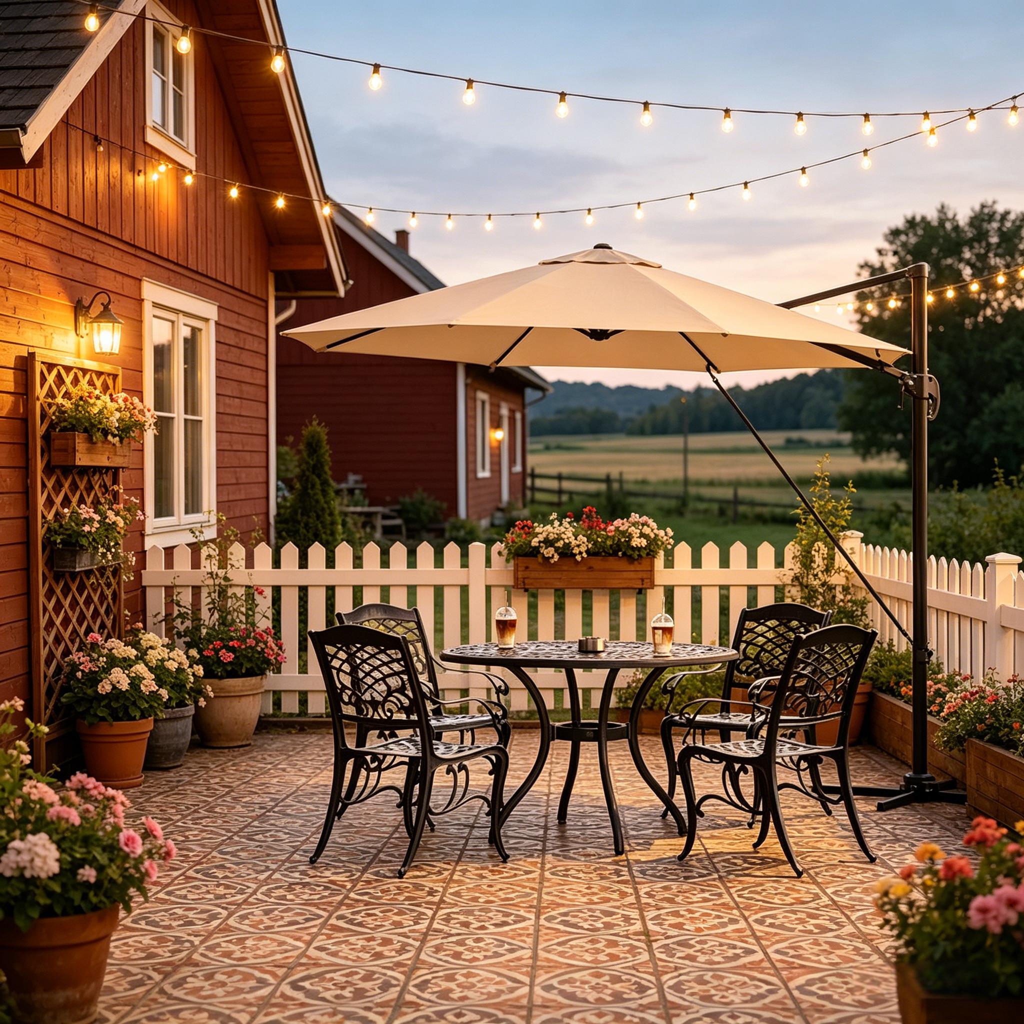 Runder Balkon Sonnenschirm, Sonnenschirm, Gartenblad Mit Kreuzförmiger Stahlbasis(nur Mit Sonnenschirm )