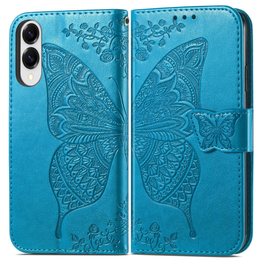 Samsung Galaxy S25 Edge Butterfly Flip Case, Blau
