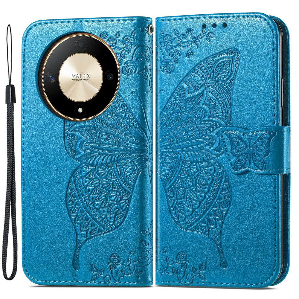 Klapphülle Für Honor Magic 6 Lite 5g, Schmetterling, Blau