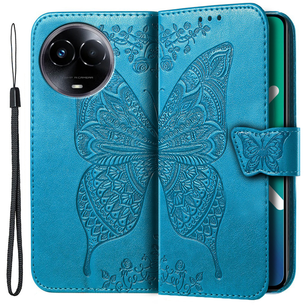 Realme 11 5g Flip Case, Schmetterling, Blau
