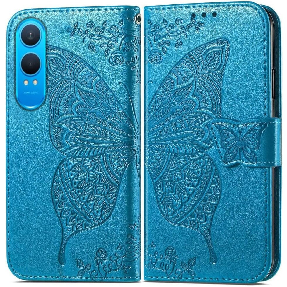 Klapphülle Für Oneplus Nord Ce4 Lite, Schmetterling, Blau