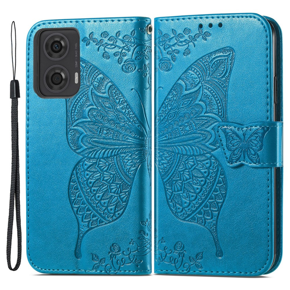 Klapphülle Für Motorola Moto G24 / G24 Power / G04, Schmetterling, Blau