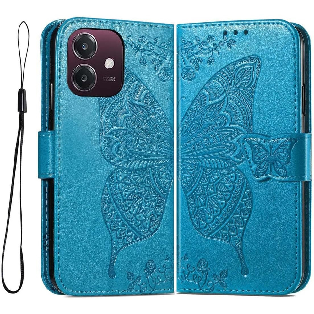 Klapphülle Für Oppo A40 / Oppo A40m, Schmetterling, Blau