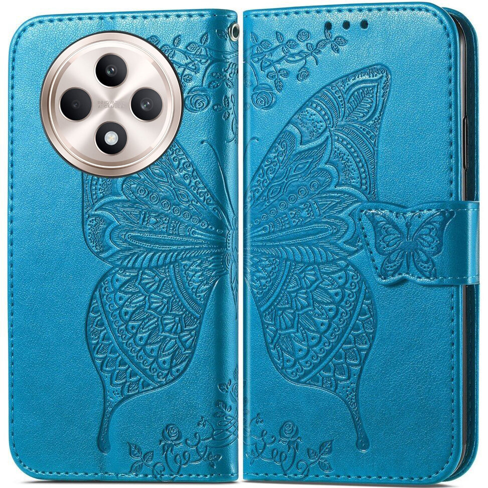 Klapphülle Für Oppo Reno 12fs / 12f, Schmetterling, Blau