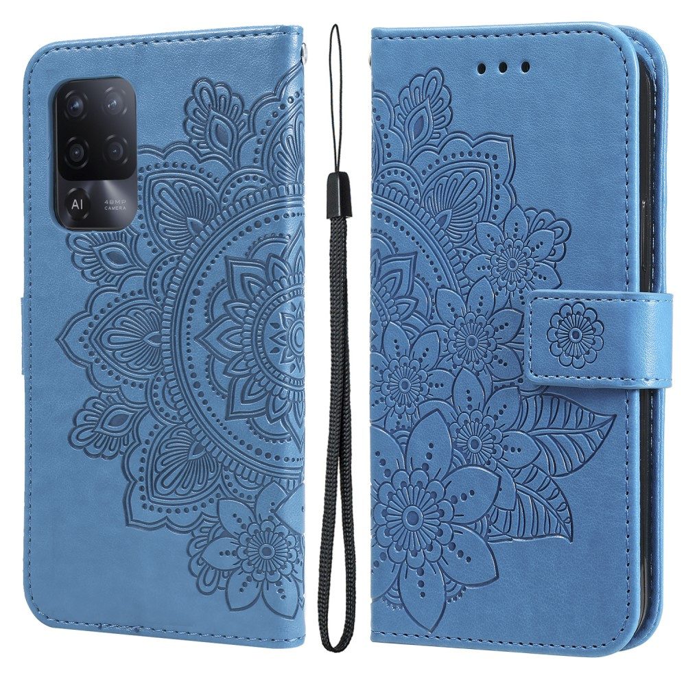 Flip-case Für Oppo Reno5 Z / A94 / A95 5g, Mandala, Blau