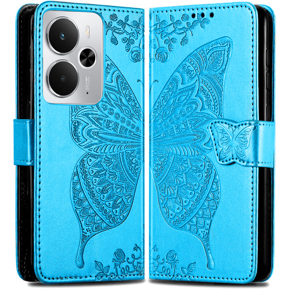 Klapphülle Für Realme 14 5g / Realme 14t 5g, Schmetterling, Blau