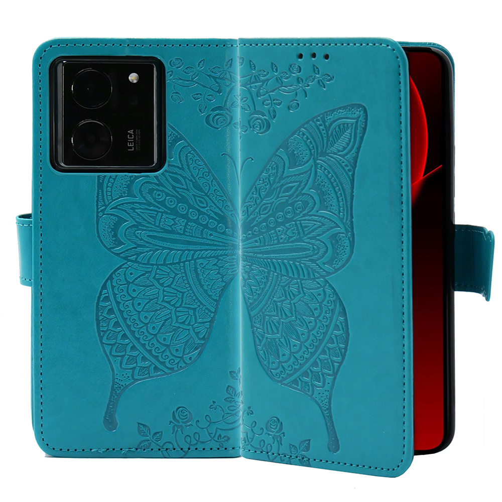 Klapphülle Für Xiaomi 13t / 13t Pro, Schmetterling, Blau