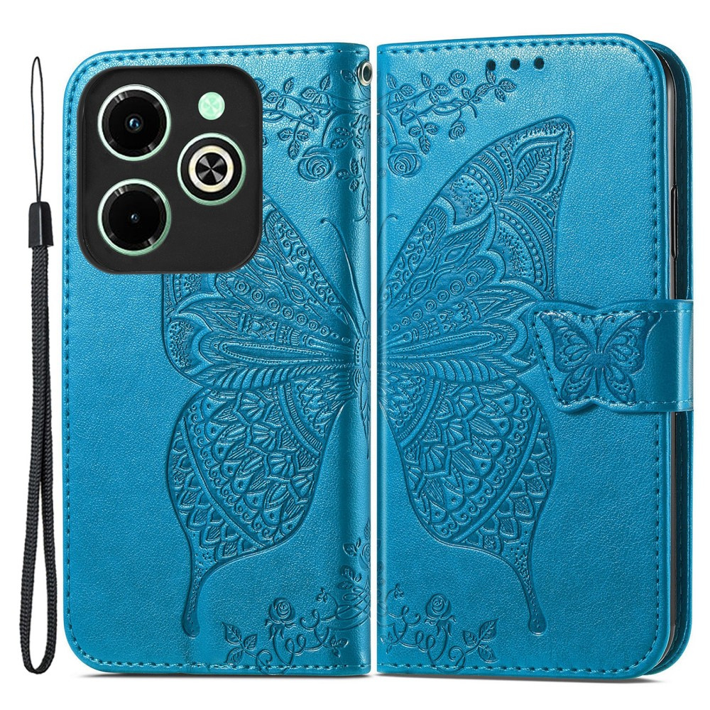 Klapphülle Für Infinix Hot 40i, Schmetterling, Blau