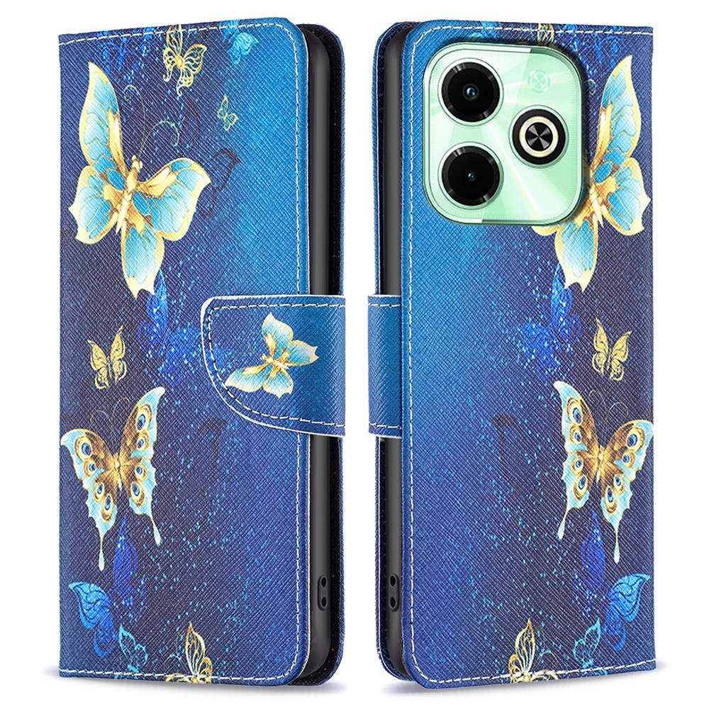 Klapphülle Für Infinix Hot 40i, Brieftaschendesign, Schmetterlingsblau
