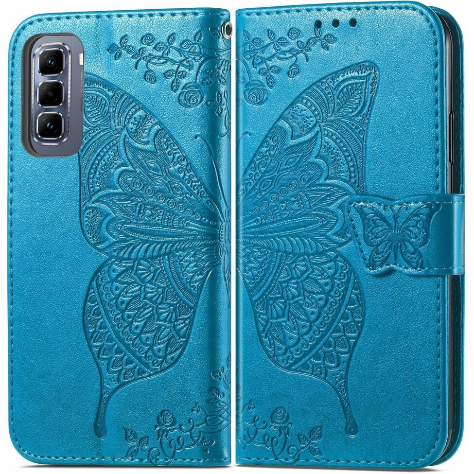 Klapphülle Für Infinix Hot 50 Pro 4g, Schmetterling, Blau