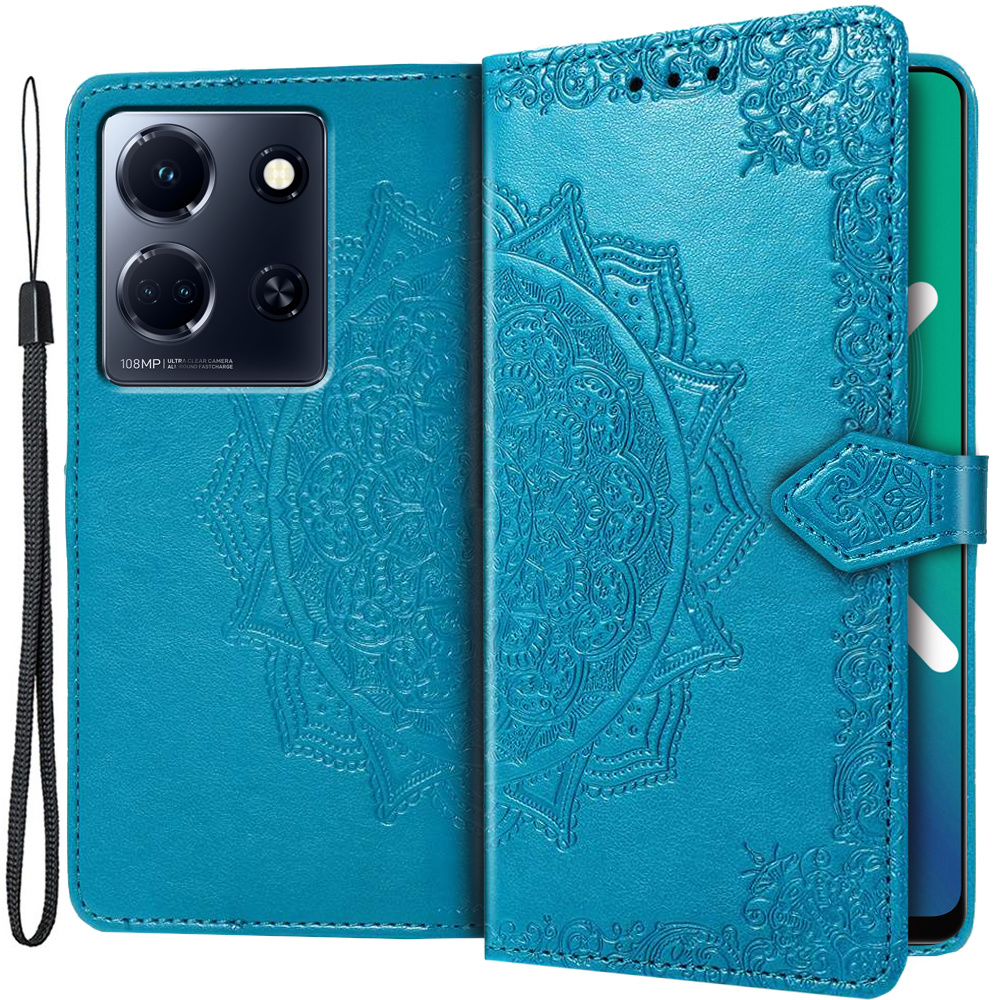 Klapphülle Für Infinix Note 30 5g, Mandala, Blau