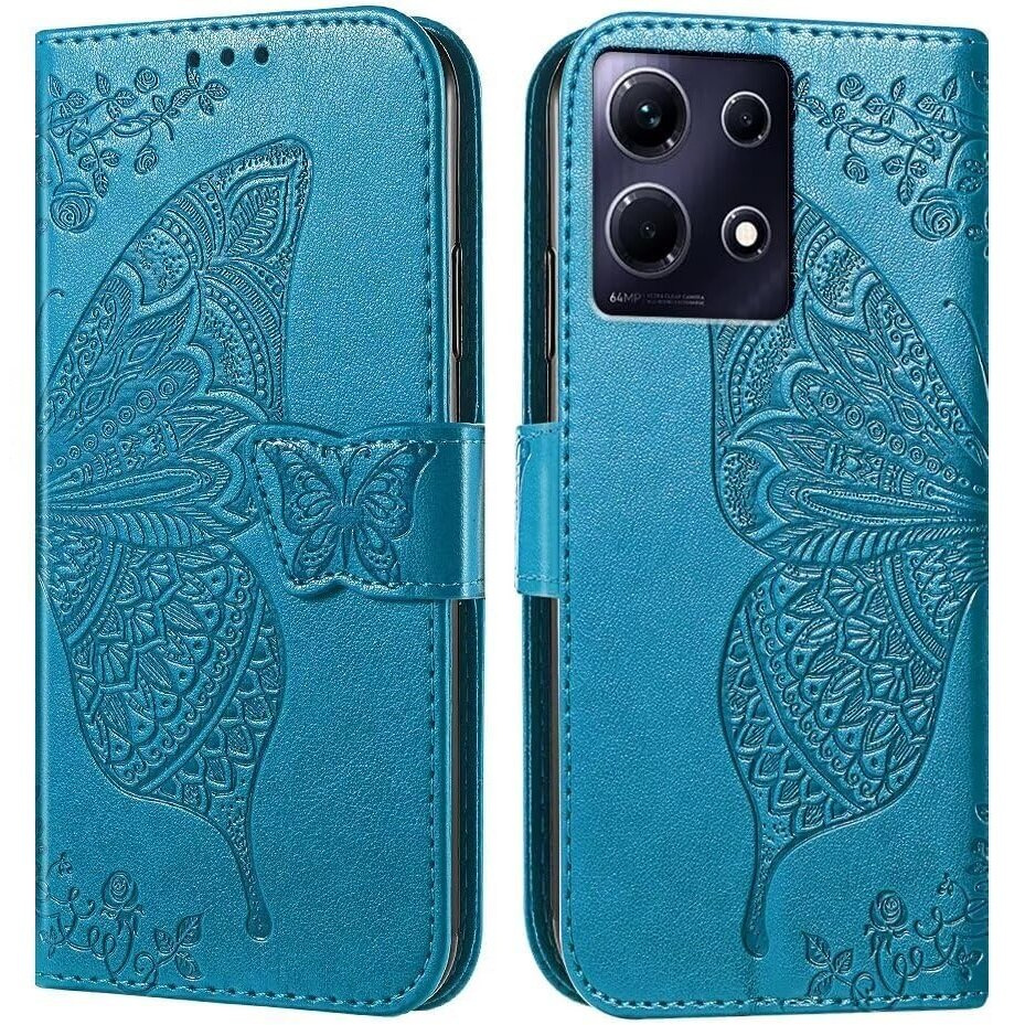 Klapphülle Für Infinix Note 40 Pro, Schmetterling, Blau