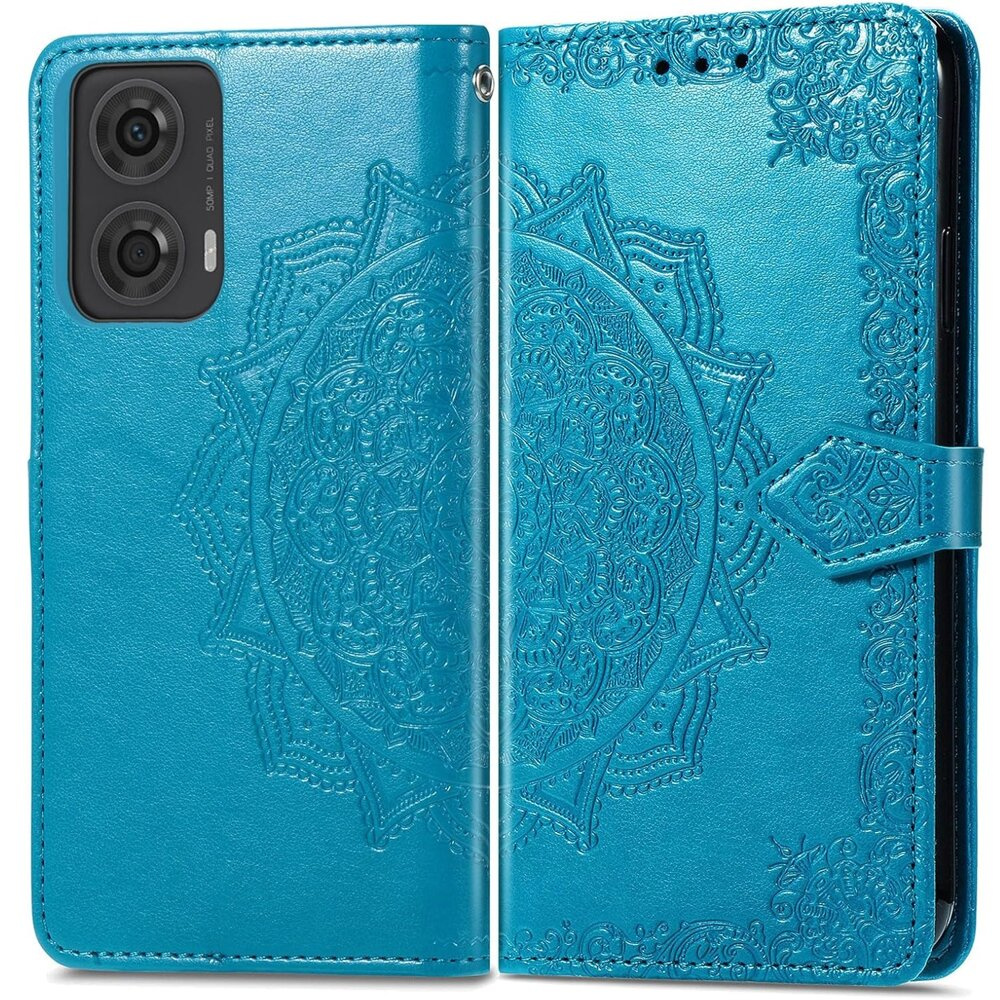 Klapphülle Für Motorola Moto E14, Mandala, Blau