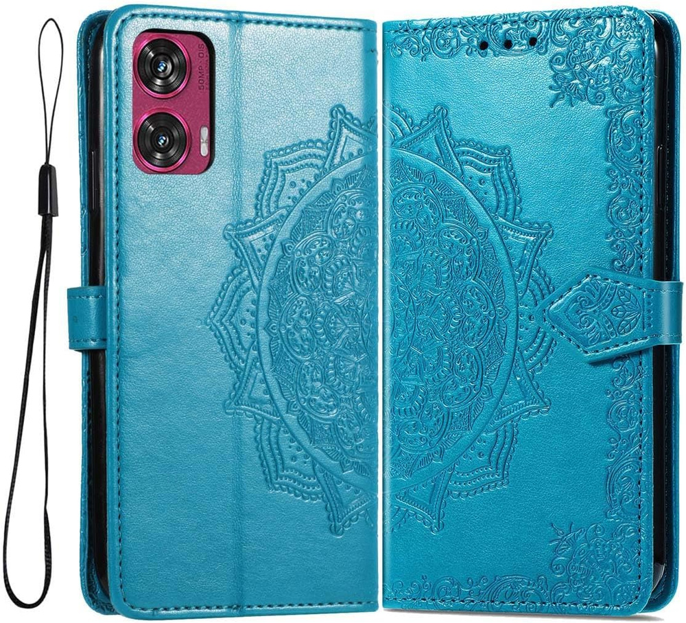 Motorola Edge 50 Fusion 5g Flip Case, Mandala, Blau