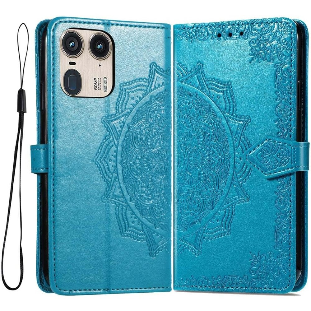 Motorola Edge 50 Ultra Flip Case, Mandala, Blau